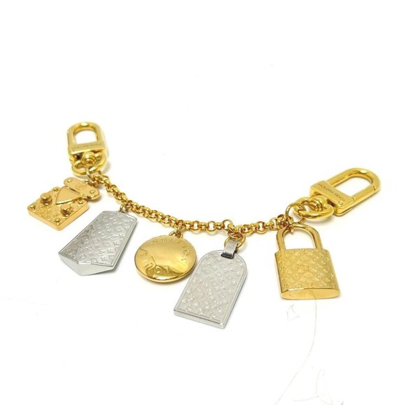 LOUIS VUITTON M01314 Chain-nanogram Icon Key ring Key Holder Bag Charm - Picture 1 of 9